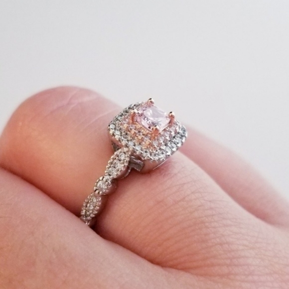 Sterling Pink Princess Cut Solitaire - Picture 9 of 9